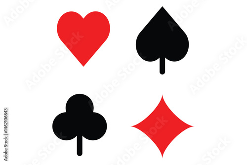 Card sign vector illustration with heart spade club diamond symbols in flat design isolated on white background for decoration.