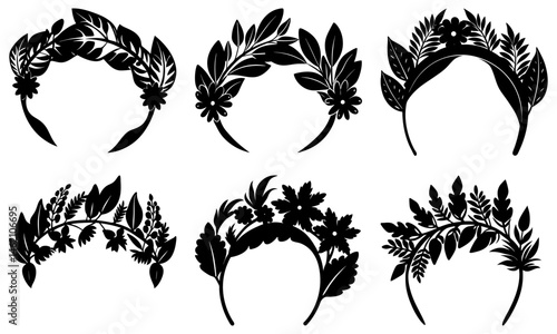Botanical Print Headband silhouette vector
