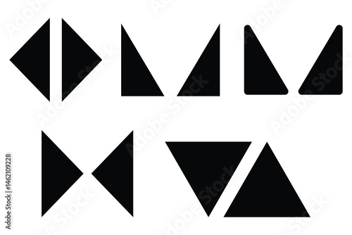 Free Download Unique shaped frame set with geometric triangle abstract silhouette collection for modern minimal vector illustration in black isolated design. - GFXLoad