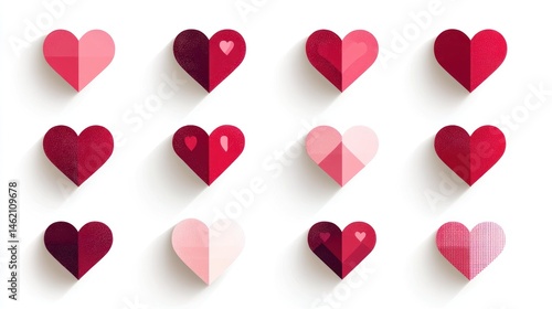 Collection of colorful paper hearts