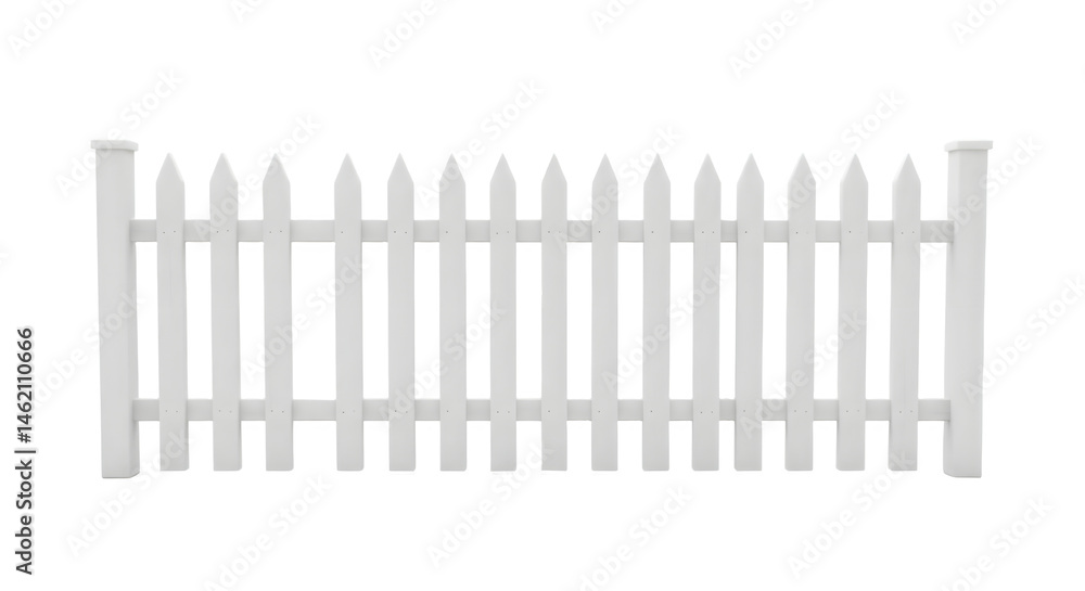 White picket fence, classic design, simple and elegant. White picket fence, classic design, simple and elegant.