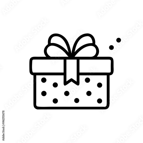Colorful gift box with ribbon and polka dots on a white background for celebration or special occasion