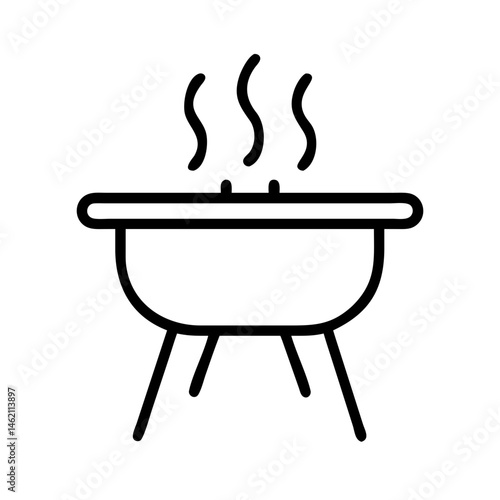 Outdoor barbecue setup with grill and smoke rising on a sunny afternoon gathering