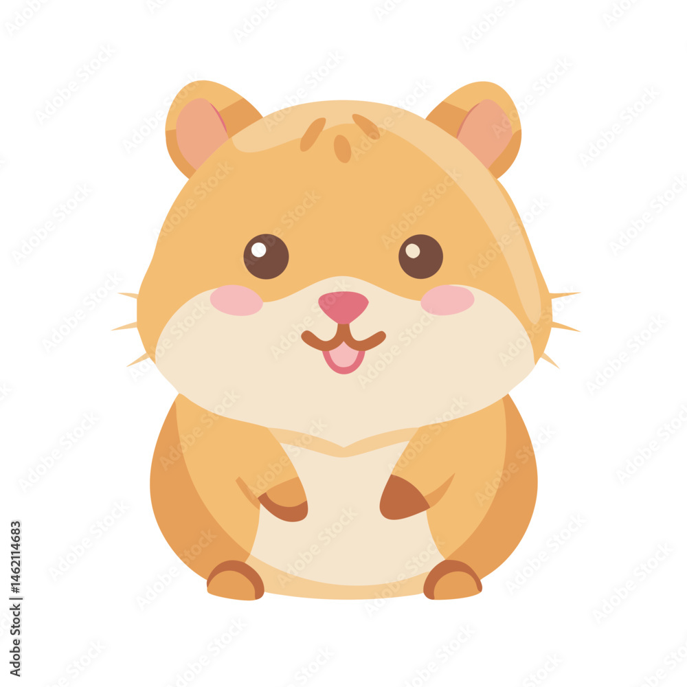 Cute cartoon hamster sitting playfully with a happy expression in a minimalist design Cute cartoon hamster sitting playfully with a happy expression in a minimalist design