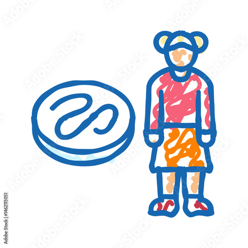 kid girl helminth worm icon doodle illustration