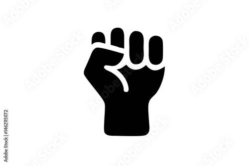 Fist raised in solidarity symbolizing strength and unity during social movements in urban environments
