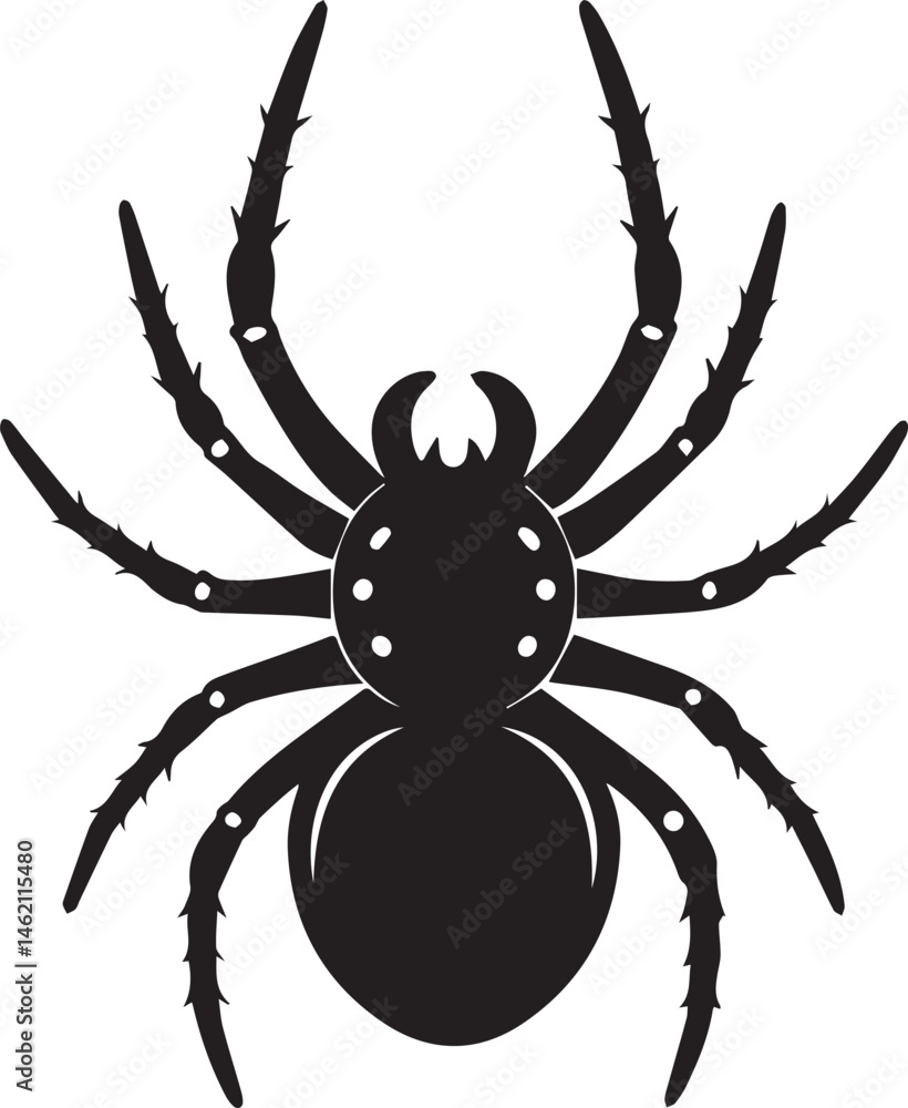 Obraz premium vector illustration of a spider, spider silhouette vector icon, spider vector illustration