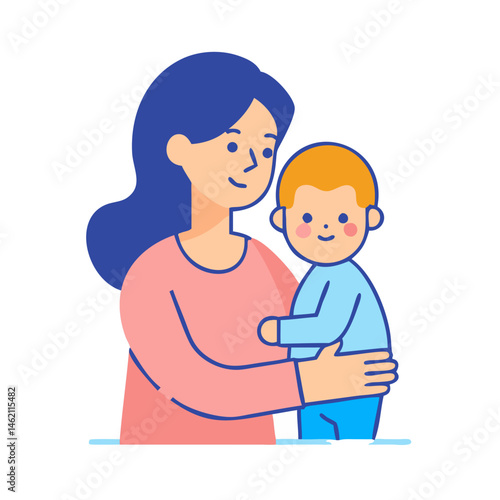 Mother and child sharing a warm embrace in a cozy indoor setting during the day