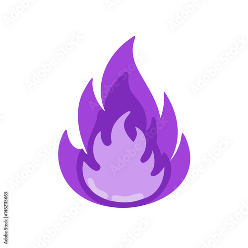 Purple flame graphic suggesting creativity and energy in a dynamic design for artistic projects or branding