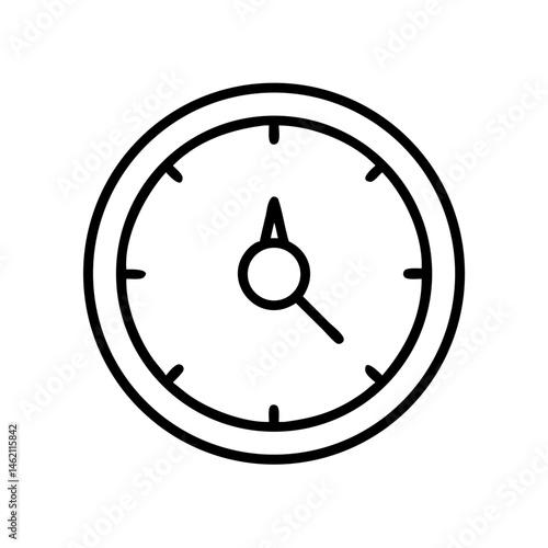 Clock displaying the time with clear hour and minute hands on white background in minimalistic design