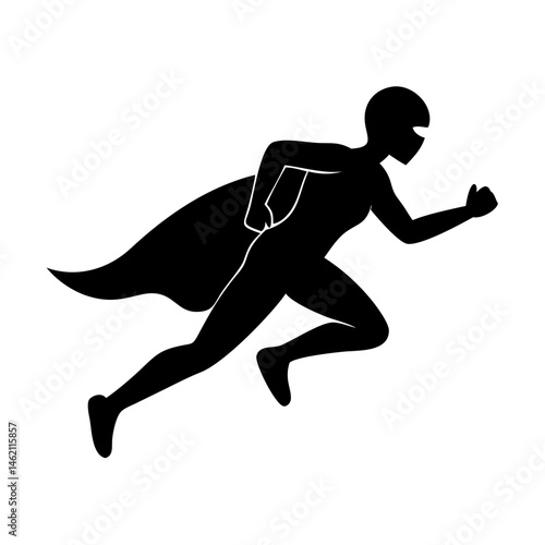 Running superhero silhouette in dynamic pose illustrating speed and agility during a creative design project