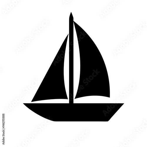 Sailing boat with single mast and billowing sails gliding smoothly across tranquil waters during bright daylight
