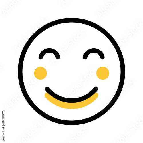 Smiley face design featuring cheerful expression with yellow accents on white background for positive vibes