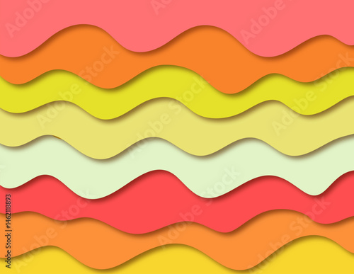 Soft color curvy line paper cut out style background. Prefect for use as summer wallpaper or backdrop.