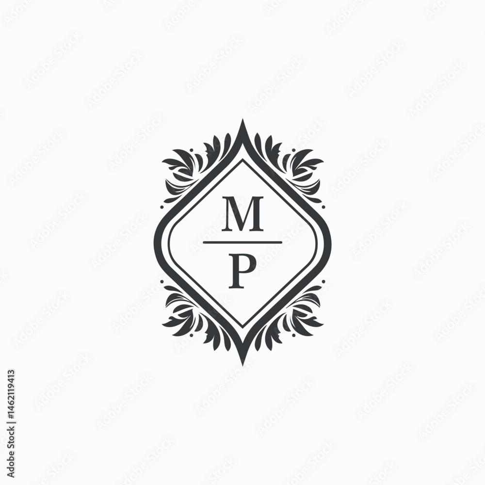 Fototapeta premium MP Initials Wedding Logo Vector Art Icons and Graphics
