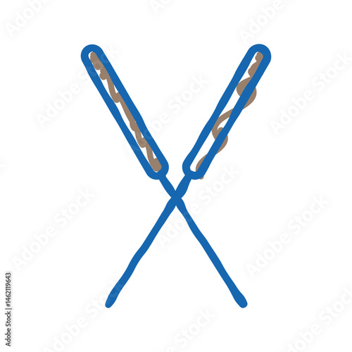 crossed needles acupuncture icon doodle illustration