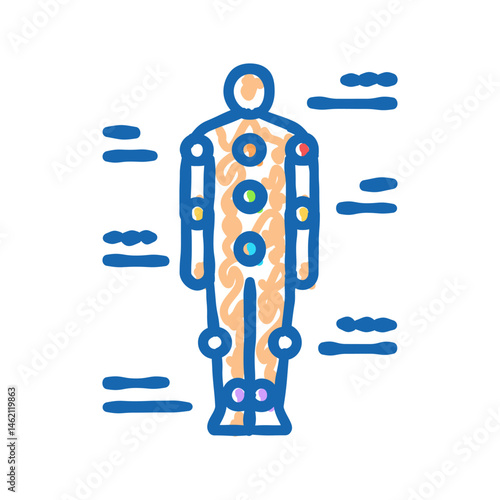 human body outline acupuncture icon doodle illustration