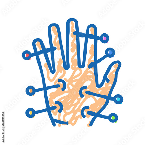 palm needles acupuncture icon doodle illustration