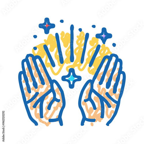 healing hands acupuncture icon doodle illustration