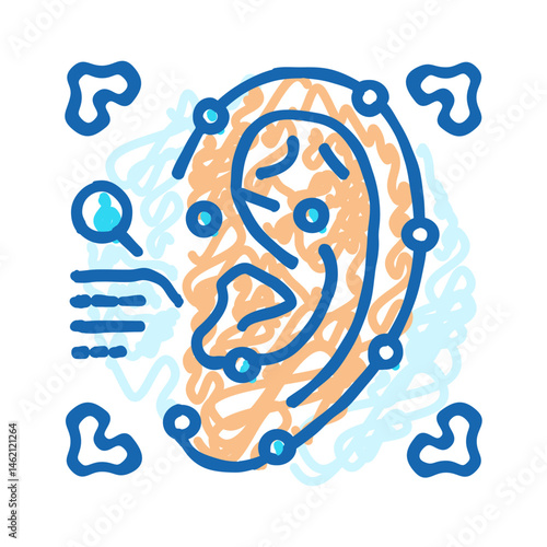 ear recognition icon doodle illustration