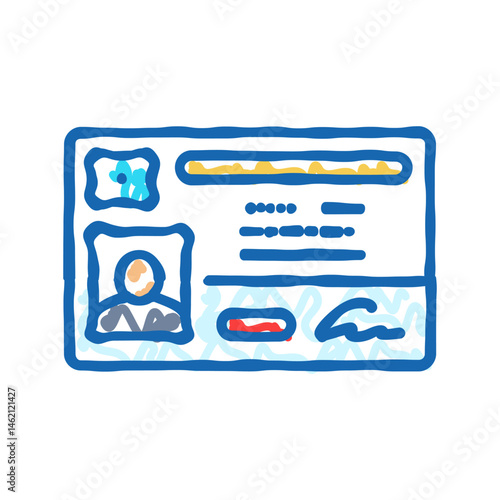 id card biometric icon doodle illustration