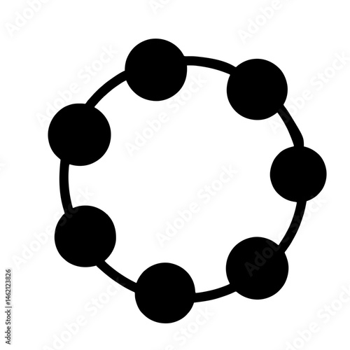 Minimalist black silhouette of a tambourine on a white background