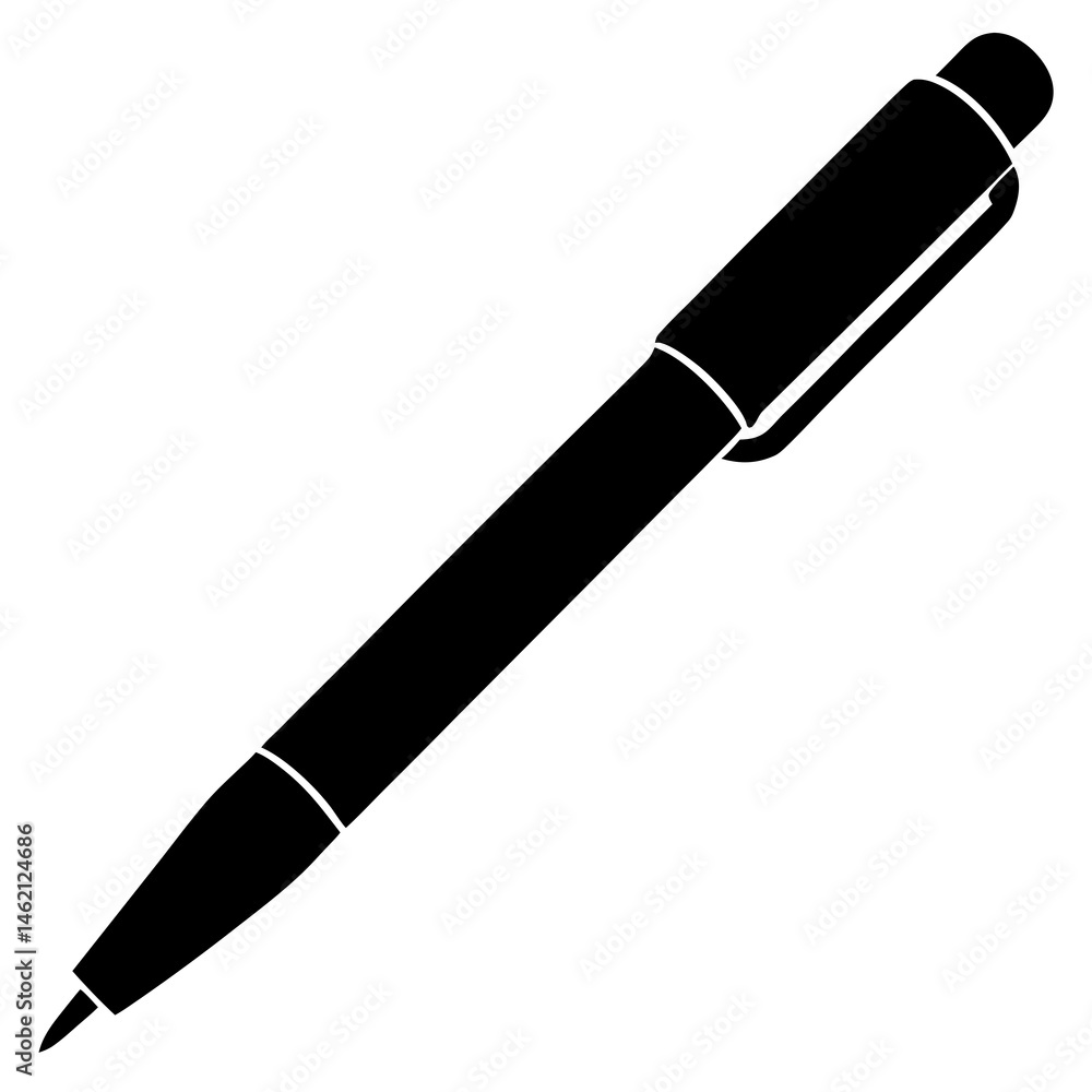 Black Ink Pen Silhouette Isolated Design For Writing And Drawing Needs Black Ink Pen Silhouette Isolated Design For Writing And Drawing Needs