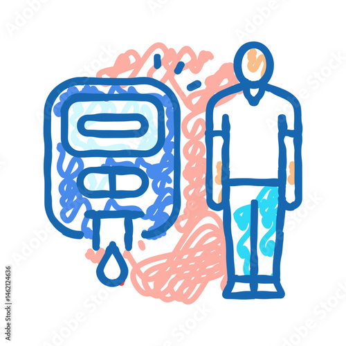 diabetes man disease icon doodle illustration