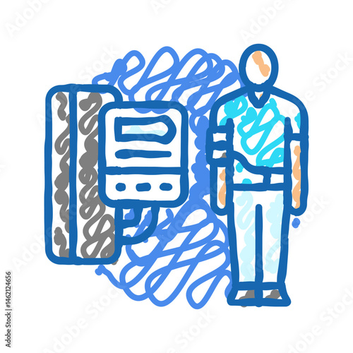 high blood pressure man disease icon doodle illustration