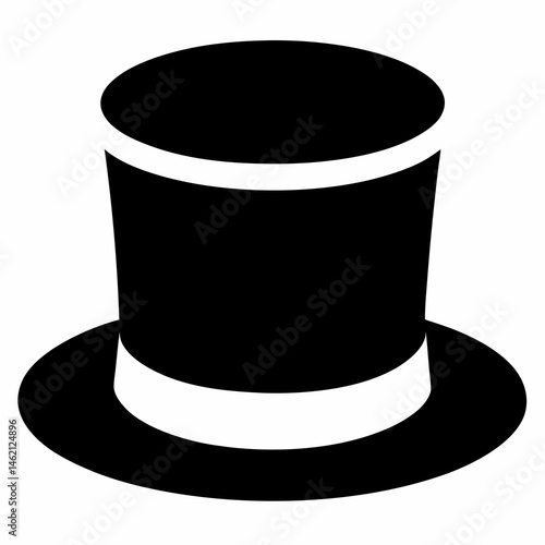 Black Top Hat Silhouette Illustration Symbol Of Classic Fashion Style Element