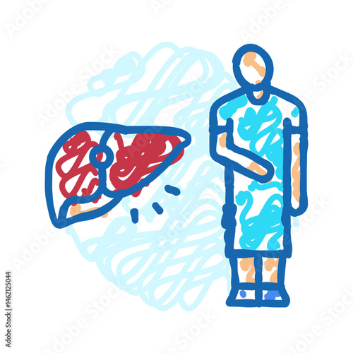 liver man disease icon doodle illustration