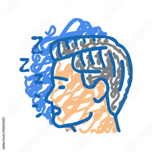 sleep apnea man disease icon doodle illustration