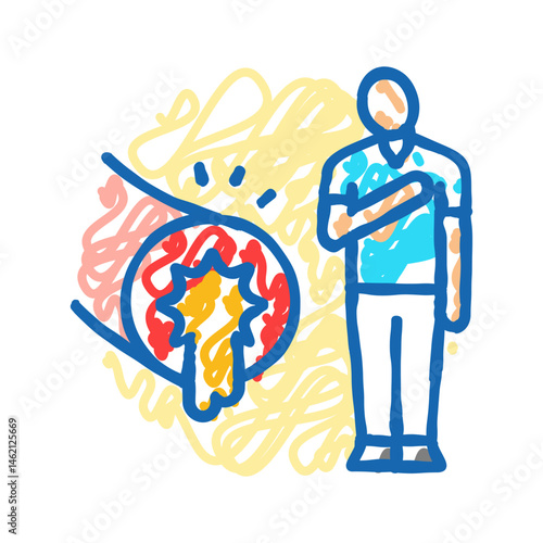 asthma man disease icon doodle illustration