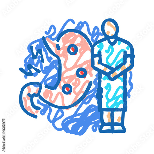 ulcers man disease icon doodle illustration
