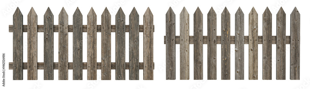 Rustic weathered wood fence background for garden or backyard design isolated on a transparent background Rustic weathered wood fence background for garden or backyard design isolated on a transparent background