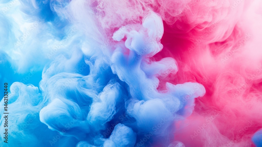 Fototapeta premium Colorful cloud ink swirl in water with blue pink tones for abstract design vibrant motion fluid texture