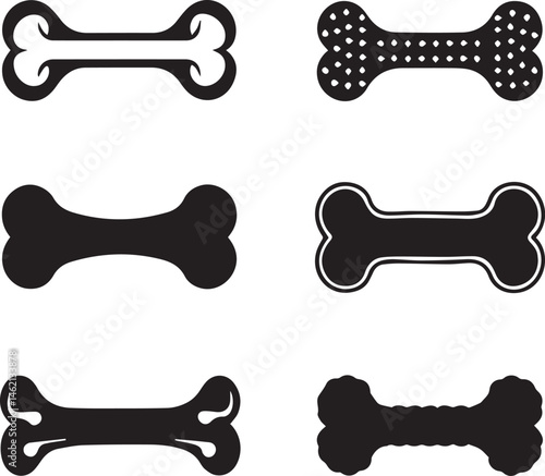 dog bone silhouette vector icon set, dog bone logo vector, bone vector illustration