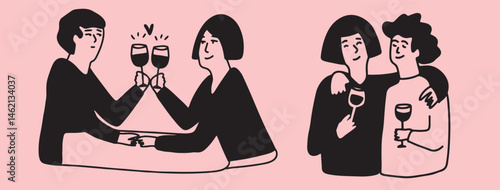 Winemaking. The process of making wine. Drawing, engraving, ink, line art, vector	
