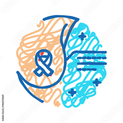 breast cancer awareness woman disease icon doodle illustration
