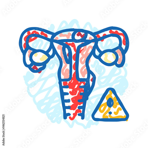 endometriosis woman disease icon doodle illustration