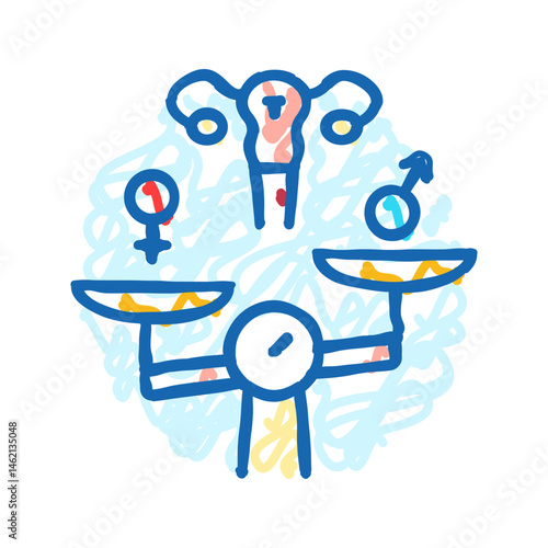 hormonal imbalance woman disease icon doodle illustration