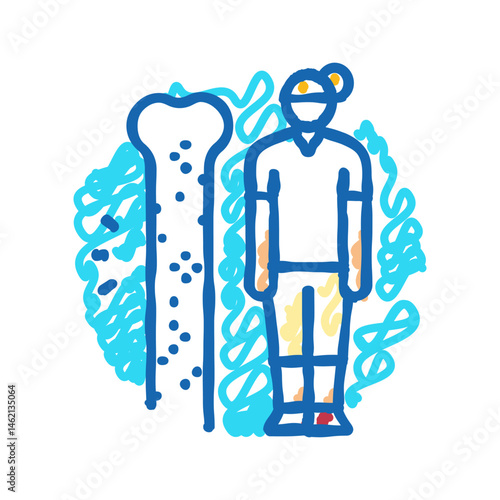 osteoporosis woman disease icon doodle illustration