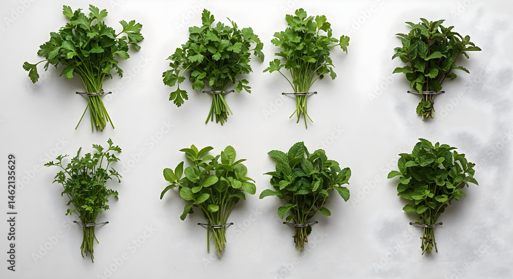 Obraz premium Natural Herbs and Healing Plants Isolated on White Background