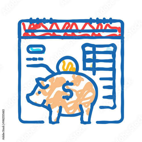 savings plan budget planning icon doodle illustration
