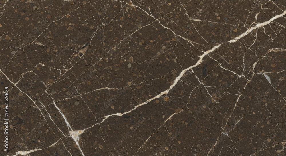 Obraz premium Dark Brown Marble Texture with Light Beige Crystalline Veins Rich Earthy Stone Background
