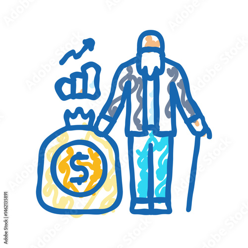 retirement planning budget planning icon doodle illustration