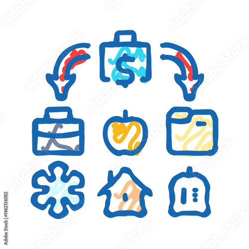 categories budget planning icon doodle illustration