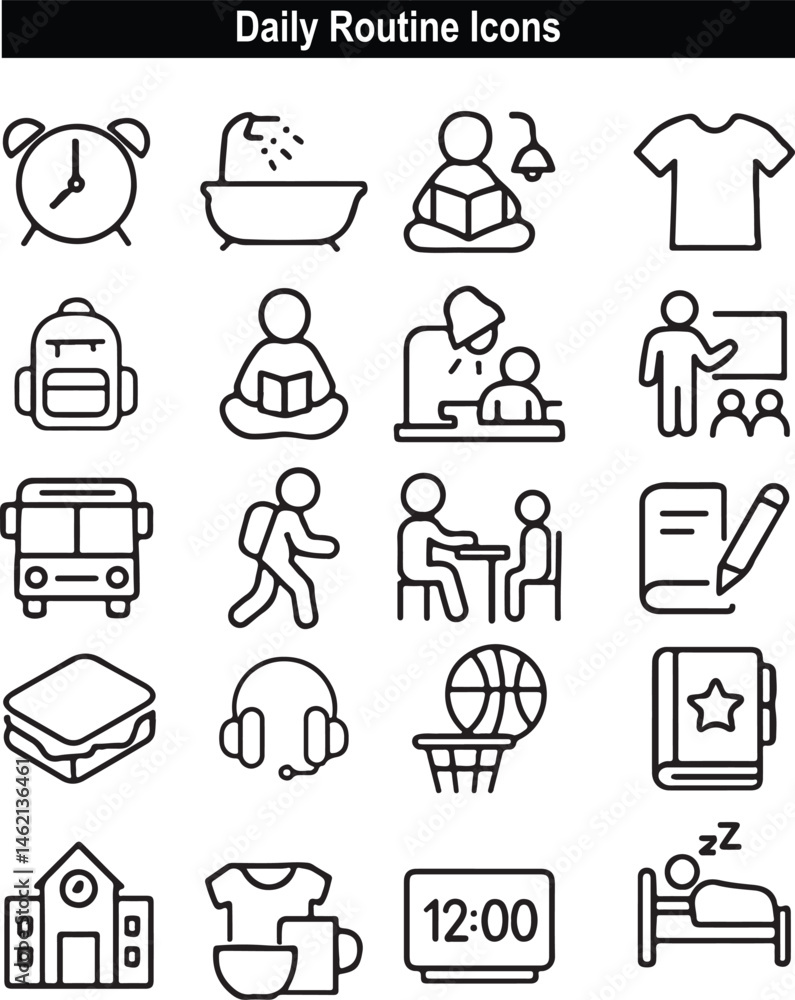 Fototapeta premium Daily Routine Icons