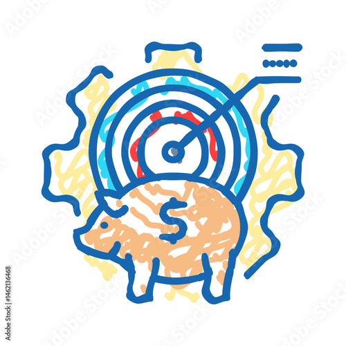 savings goals budget planning icon doodle illustration