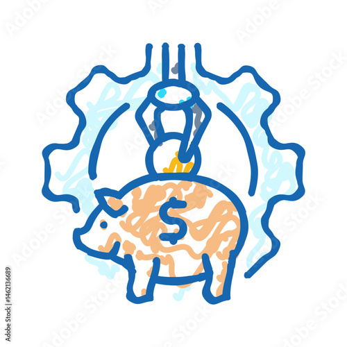 automatic savings budget planning icon doodle illustration